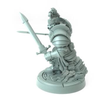 3D-printed orc warrior in plate armor with double-handed sword for tabletop RPGs and fantasy battles