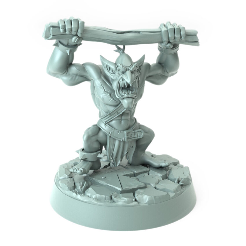 3D printed Orc Gretchins A fierce orc warrior with wooden club fantasy tabletop miniature