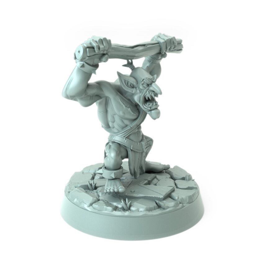 3D printed Orc Gretchins A fierce orc warrior with wooden club fantasy tabletop miniature