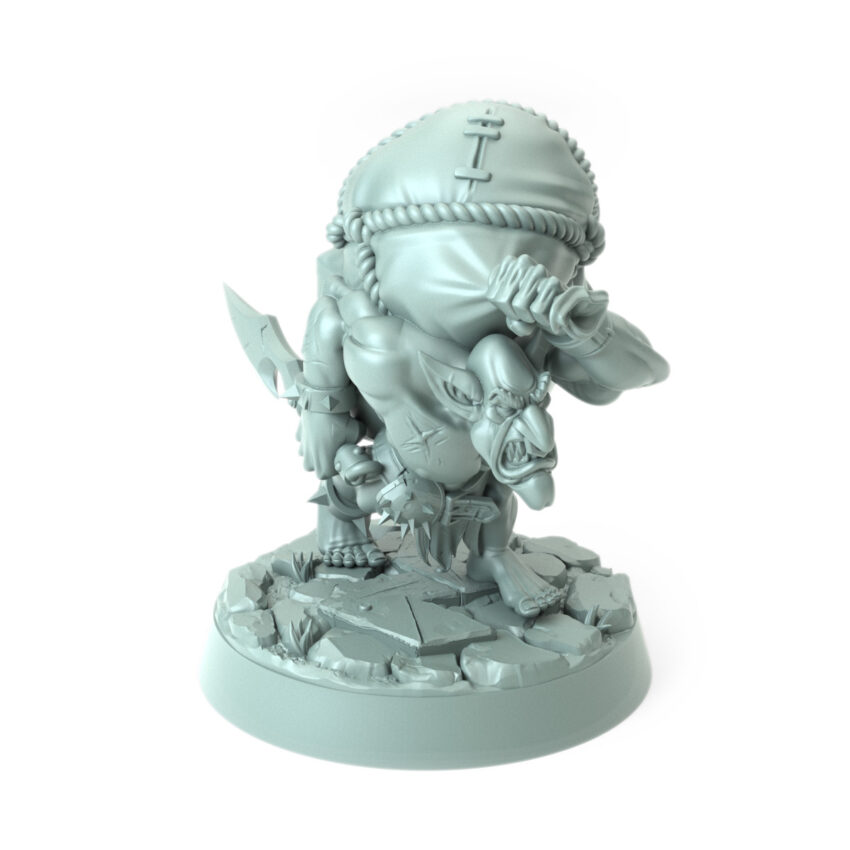 3D printed Orc Gretchins B sneaky orc with large sack fantasy RPG miniature