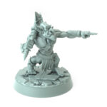 Orc Gretchins F male orc warrior pointing with axe over shoulder detailed 3D-printed miniature for tabletop RPG and wargames