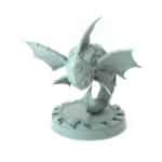 3D-printed mechanical dragon-inspired miniature with spiral tail for fantasy games