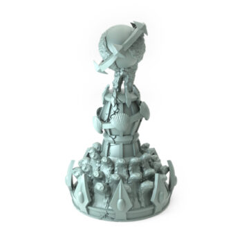 High-detail 3D-printed model of Prop2 featuring a towering oceanic relic with a mystical orb.