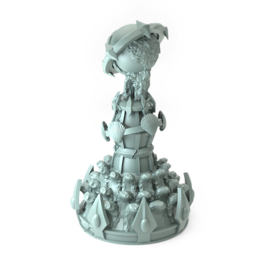 High-detail 3D-printed model of Prop2 featuring a towering oceanic relic with a mystical orb.