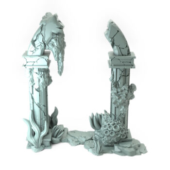 High-detail 3D-printed model of Prop3 featuring crumbling oceanic pillars with coral details.