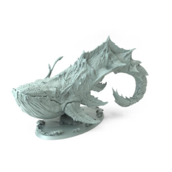 High-detail 3D-printed model of Queen Leviathan featuring a massive sea creature with detailed scales and fins.