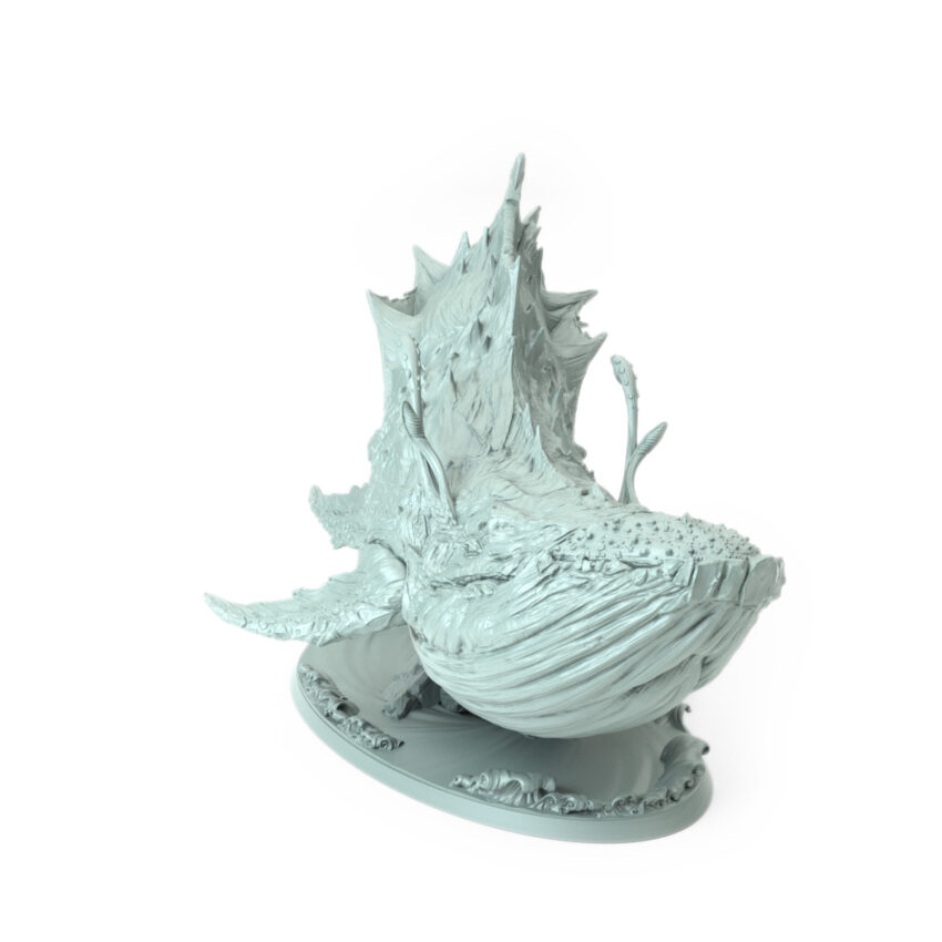 High-detail 3D-printed model of Queen Leviathan featuring a massive sea creature with detailed scales and fins.