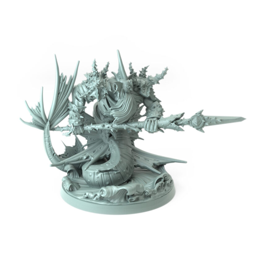 High-detail 3D-printed model of Queens Brute A featuring a powerful sea warrior with coral-encrusted armor.