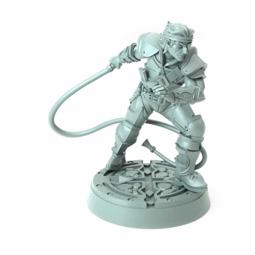 vampire hunter miniature 3D printed gothic figure whip-wielding slayer