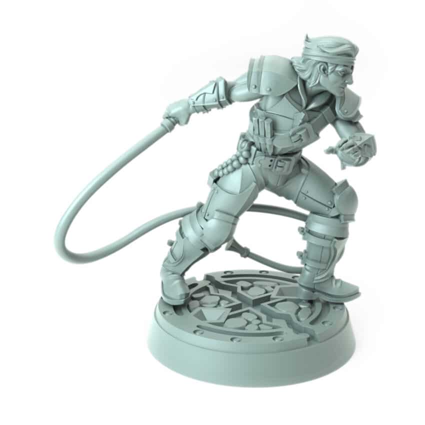 vampire hunter miniature 3D printed gothic figure whip-wielding slayer