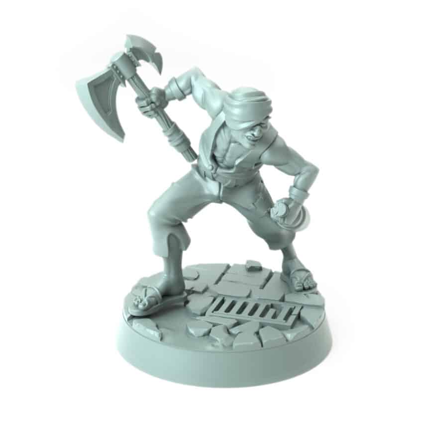 Drunken fighter miniature with axe raised