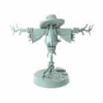 Scarecrow 3D-printed scarecrow figure with tattered clothes and straw hat tabletop prop