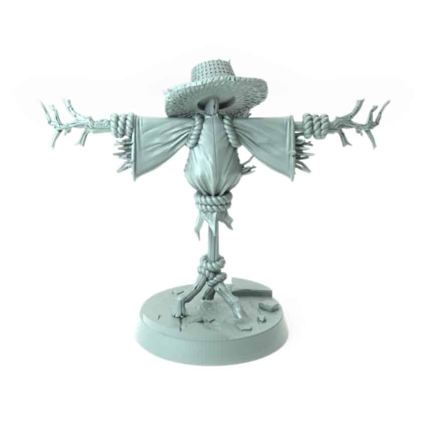 Scarecrow 3D-printed scarecrow figure with tattered clothes and straw hat tabletop prop