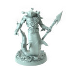 High-detail 3D-printed model of Shark A featuring a humanoid shark warrior with intricate armor and weaponry.