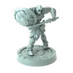 3D-printed fantasy miniature Shield Taunt Skeleton with defensive stance