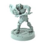 3D-printed fantasy miniature Shield Taunt Skeleton with defensive stance