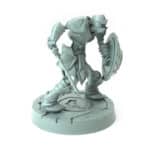 3D-printed fantasy miniature Shield and Sword Skeleton in battle stance