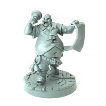 Town crier miniature holding a bell and scroll