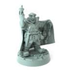 Dwarf brewsmith miniature holding a flask and surrounded by brewing tools 3D printed for tabletop role-playing