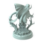 Spectre Seeking 3D-printed ghostly figure emerging from a tombstone for dark fantasy and Halloween-themed tabletop RPGs