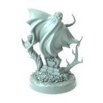 Spectre Seeking 3D-printed ghostly figure emerging from a tombstone for dark fantasy and Halloween-themed tabletop RPGs