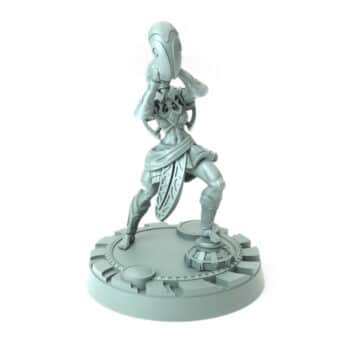 3D-printed figure of a standing mystical figure with featureless helm and detailed robes