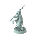 Elven warrior with spear in a calm confident stance detailed resin model.