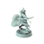 Dynamic elven archer sliding with a bow intricate resin model.