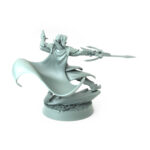 Dynamic elven archer sliding with a bow intricate resin model.