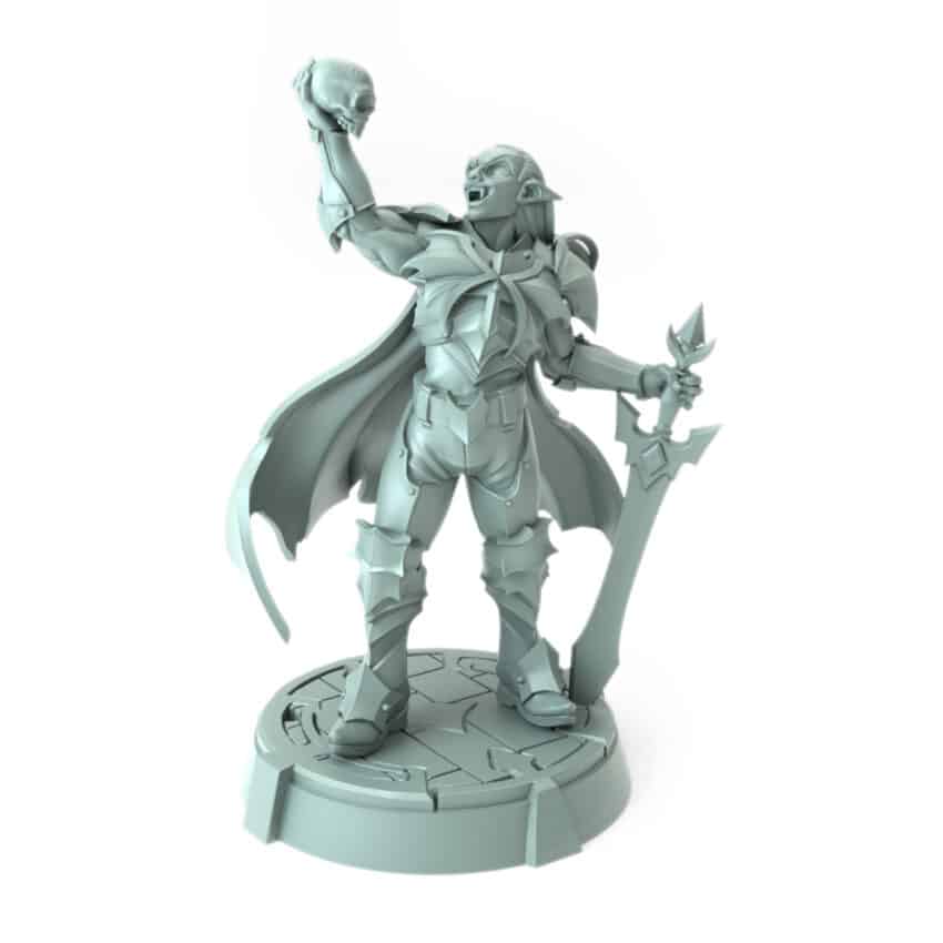 vampire sorcerer miniature 3D printed gothic figure with skull and sword