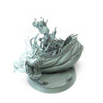 High-detail 3D-printed model of The Siren Queen riding an anglerfish mount.