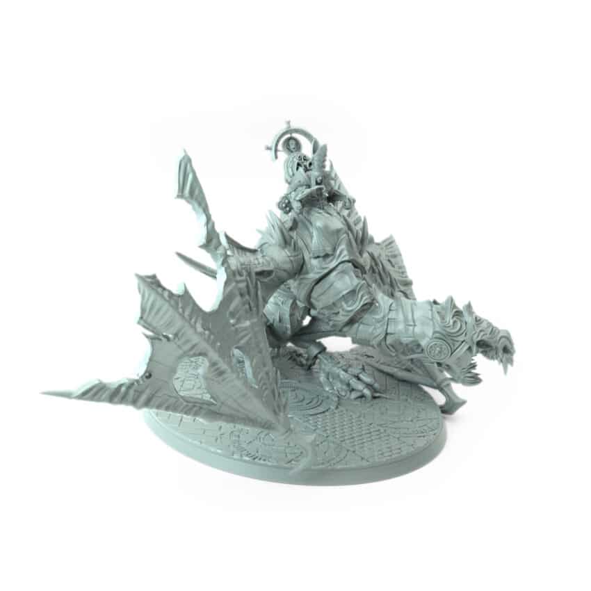 high detail 3D printed demon fantasy creature figurine with jagged wings and infernal design for tabletop games