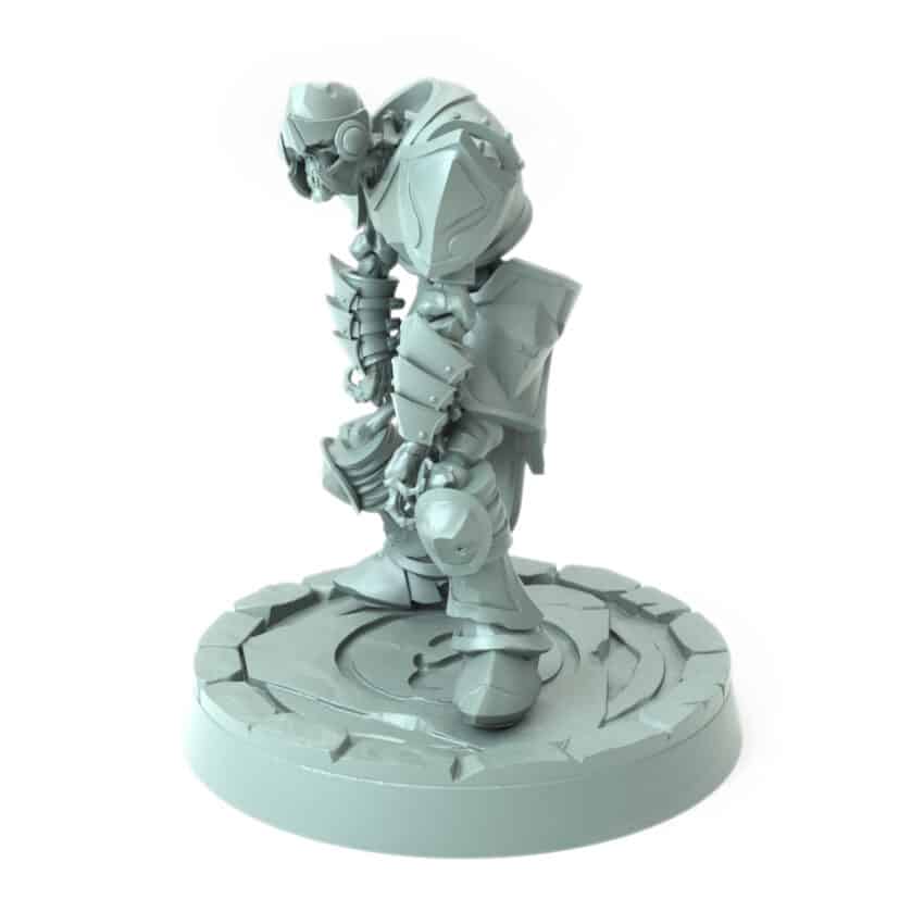 3D-printed fantasy miniature Tired Skeleton weary from battle