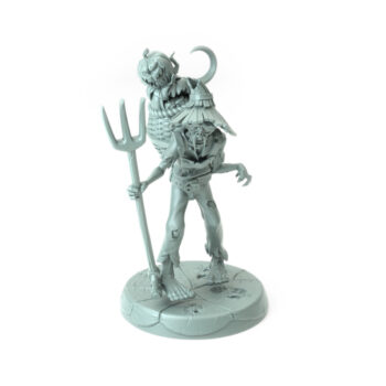 Undead Peasant 3D-printed zombie farmer with pumpkin companion for dark fantasy and Halloween-themed tabletop RPGs