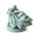 Undead Wagoner 3D-printed figure with a spooky cart for dark fantasy and Halloween-themed tabletop RPGs