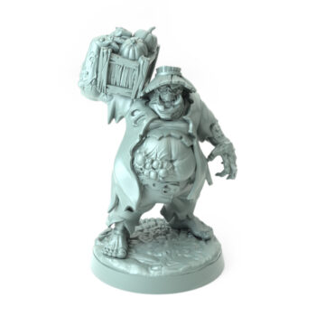 Undead Worker 3D-printed decaying worker with pumpkins for dark fantasy and Halloween-themed tabletop RPGs