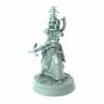 highly detailed 3D printed dark cleric figure with ceremonial weapon for tabletop games