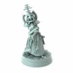 intricate 3D printed cleric mini with cross-shaped weapon for tabletop games