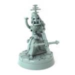 highly detailed kneeling 3D printed cleric mini with cross-shaped weapon for tabletop games