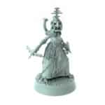 intricate 3D printed cleric mini with dual blades for tabletop games