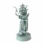 intricate 3D printed abbess figure in ceremonial armor for tabletop games