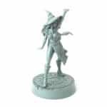 3D-printed fantasy miniature Zephyra with a joyful smile and magical pose