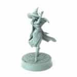 3D-printed fantasy miniature Zephyra walking with a flowing cloak